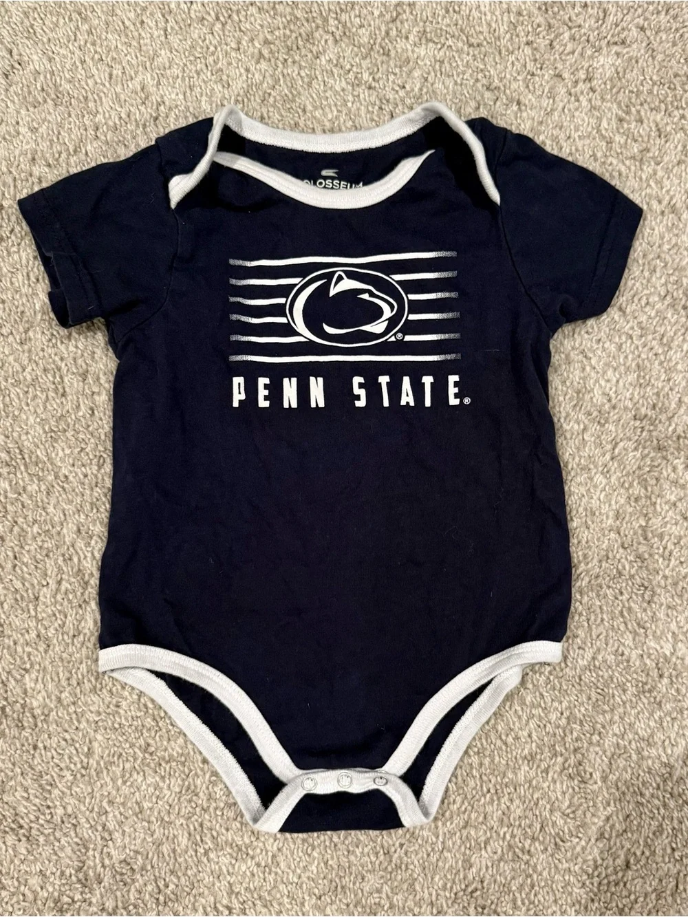 Penn State Nittany Lions Baby 12-18M Bodysuit Lot 3 Pack PSU Football